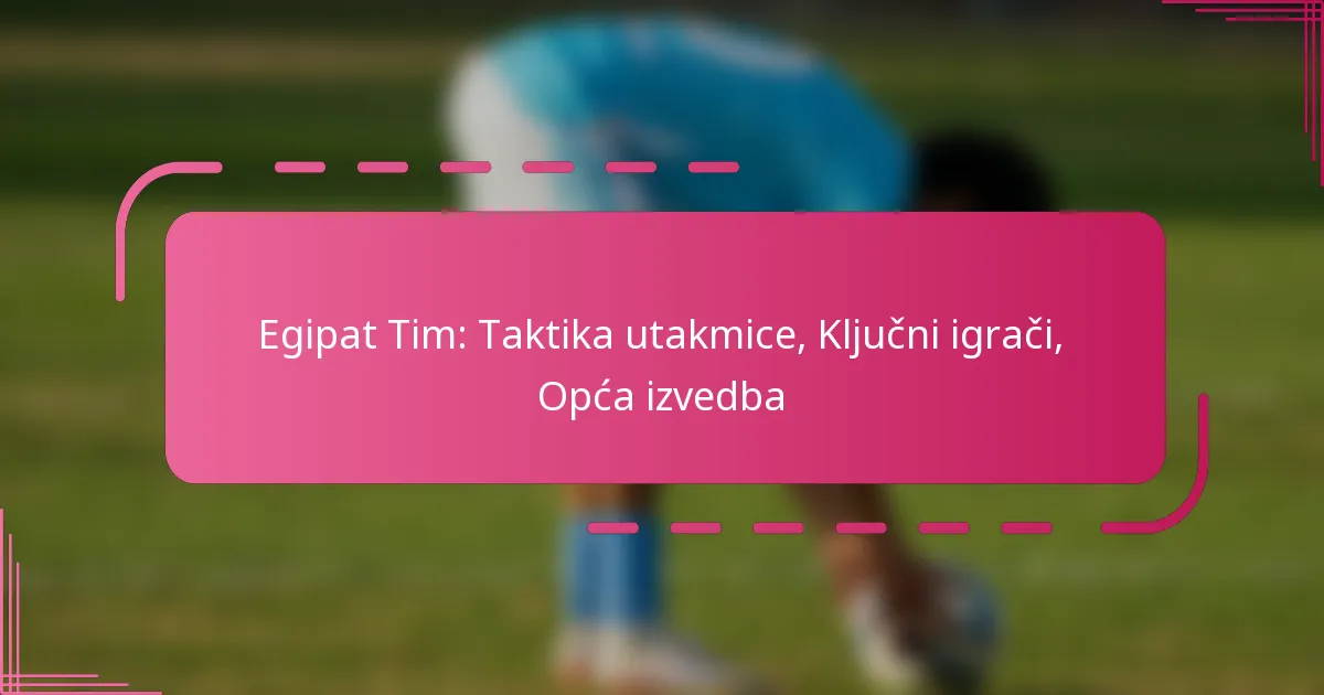 Egipat Tim: Taktika utakmice, Ključni igrači, Opća izvedba