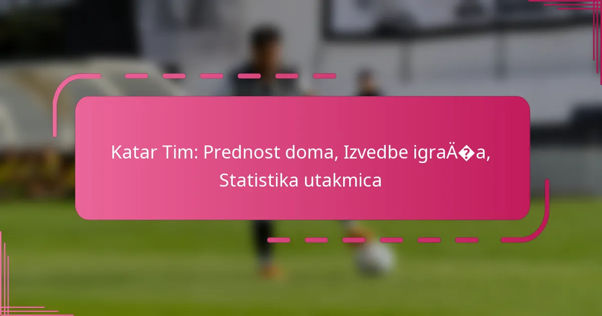 Katar Tim: Prednost doma, Izvedbe igrača, Statistika utakmica