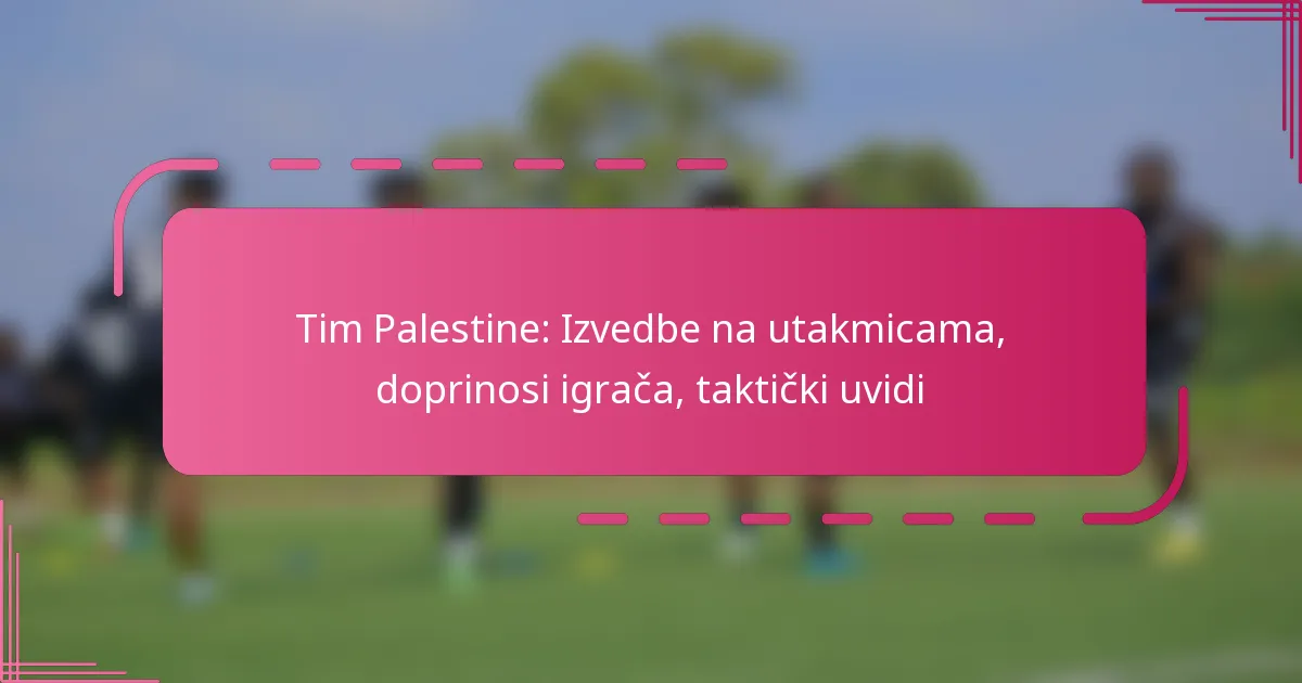 Tim Palestine: Izvedbe na utakmicama, doprinosi igrača, taktički uvidi