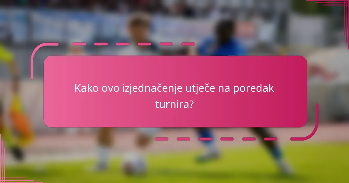 Kako ovo izjednačenje utječe na poredak turnira?