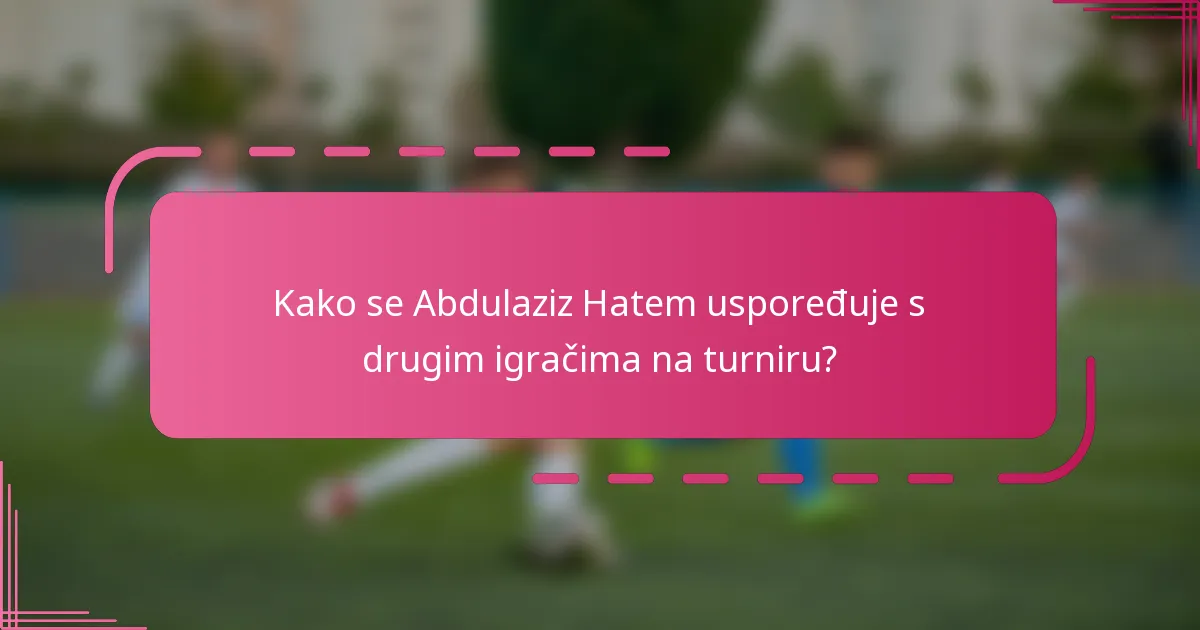 Kako se Abdulaziz Hatem uspoređuje s drugim igračima na turniru?