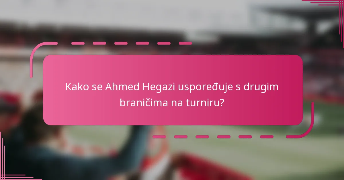 Kako se Ahmed Hegazi uspoređuje s drugim braničima na turniru?