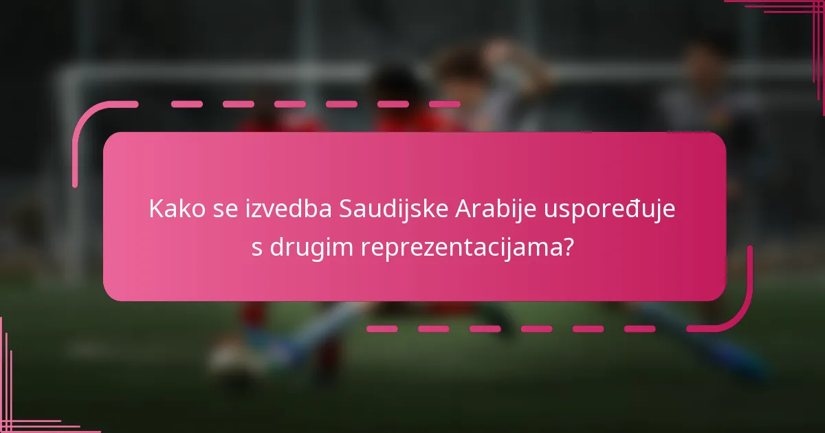 Kako se izvedba Saudijske Arabije uspoređuje s drugim reprezentacijama?