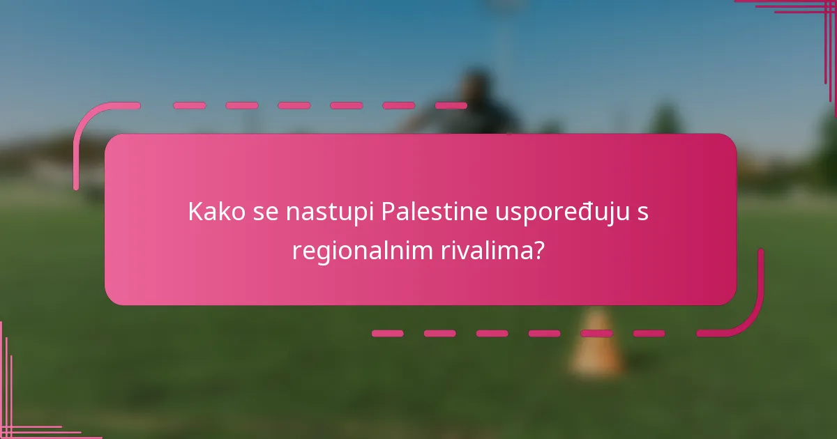 Kako se nastupi Palestine uspoređuju s regionalnim rivalima?