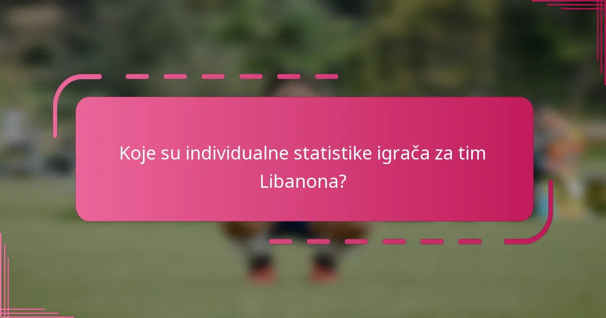 Koje su individualne statistike igrača za tim Libanona?