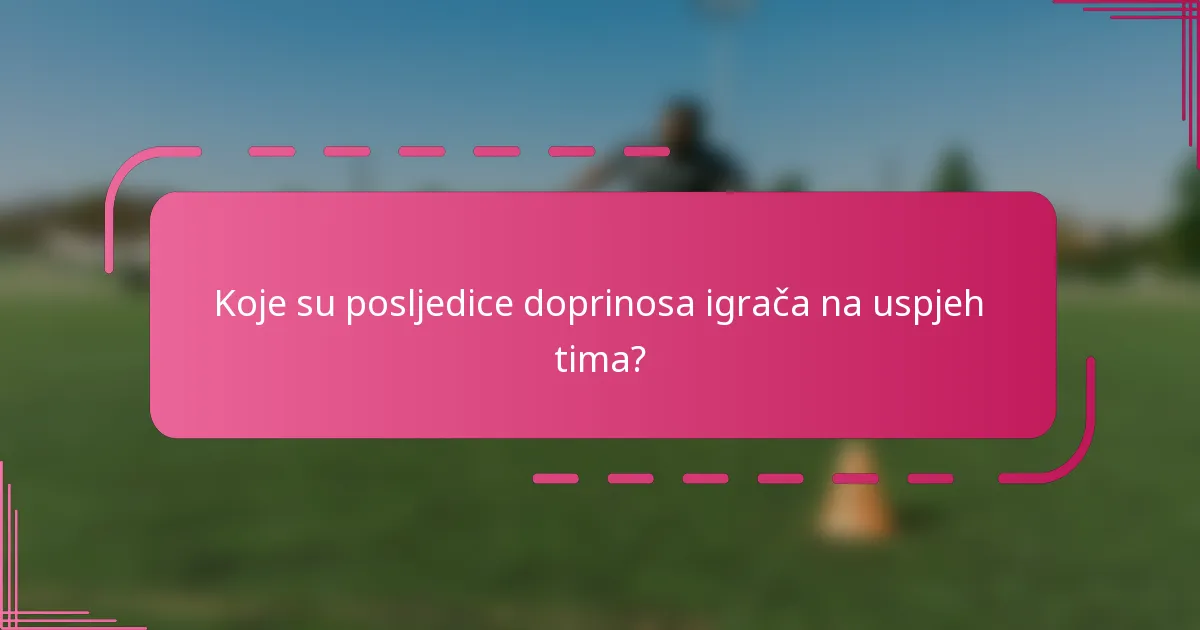 Koje su posljedice doprinosa igrača na uspjeh tima?