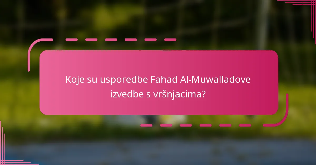 Koje su usporedbe Fahad Al-Muwalladove izvedbe s vršnjacima?