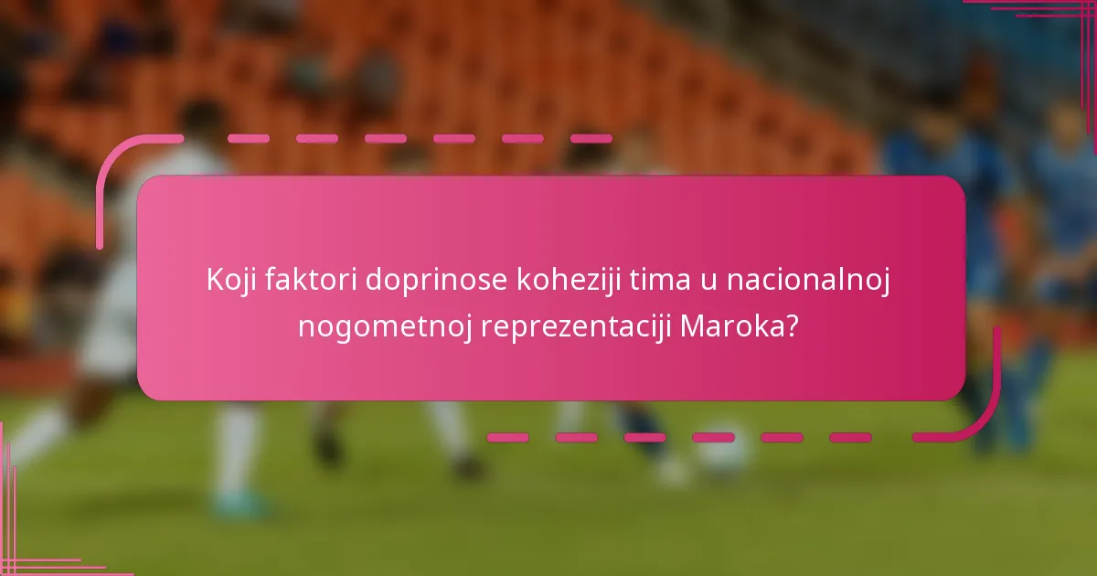 Koji faktori doprinose koheziji tima u nacionalnoj nogometnoj reprezentaciji Maroka?
