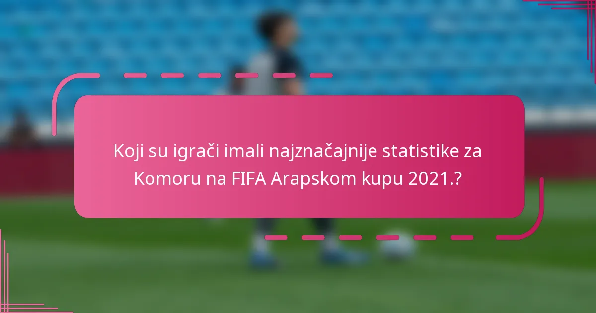 Koji su igrači imali najznačajnije statistike za Komoru na FIFA Arapskom kupu 2021.?