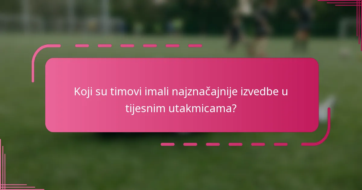 Koji su timovi imali najznačajnije izvedbe u tijesnim utakmicama?